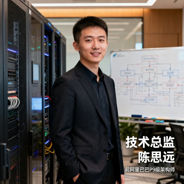 技术总监陈思远，前阿里巴巴P9级架构师，短发精干的青年技术专家
